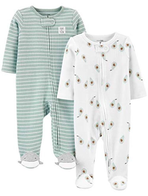 Simple Joys by Carter's Unisex Babies' 2-Way Zip Thermal Footed Sleep and Play, Pack of 2