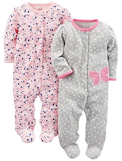 Simple Joys by Carter's Baby Girls' Cotton Snap Footed Sleep and Play, Pack of 2