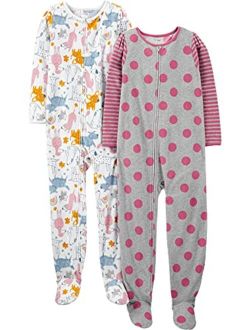 Girls Kid Little 2-Pack Loose-fit Fleece Footed Pajamas