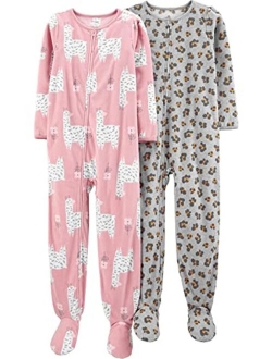 Girls Kid Little 2-Pack Loose-fit Fleece Footed Pajamas