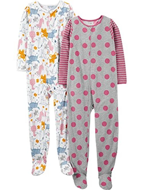 Simple Joys by Carter's Girls Kid Little 2-Pack Loose-fit Fleece Footed Pajamas