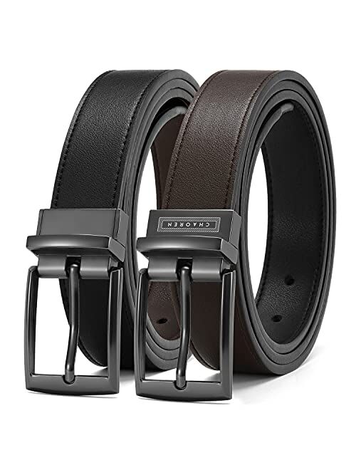 Boys Belt, CHAOREN Kids Belts for Boys Reversible Leather Belt 1.25", Adjustable Trim to Fit
