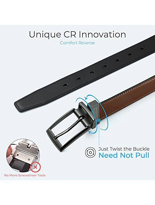 Boys Belt, CHAOREN Kids Belts for Boys Reversible Leather Belt 1.25", Adjustable Trim to Fit