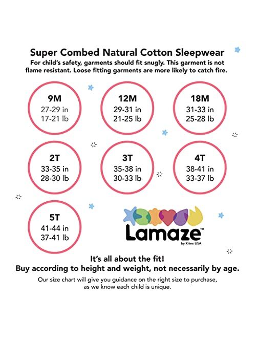 Lamaze Girls' Super Combed Natural Cotton Footless Stretchie One Piece Sleepwear, Baby and Toddler, Zipper, 1 Pack