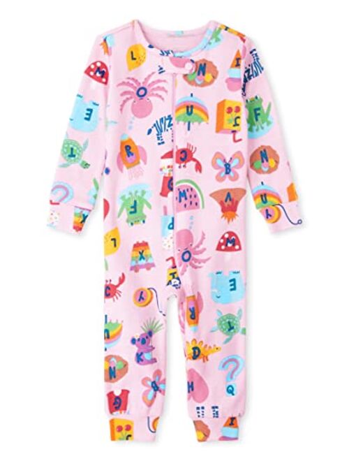 The Children's Place Baby and Toddler Girl Snug Fit Cotton Zip-Front One Piece Pajama