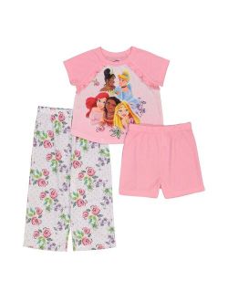 Toddler Girl Disney Princess Floral Princesses Top & Bottoms Pajama Set