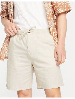 Selected Homme linen mix shorts in beige