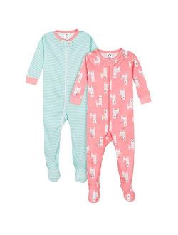Gerber Baby Girls' 2-Pack Footed Pajamas