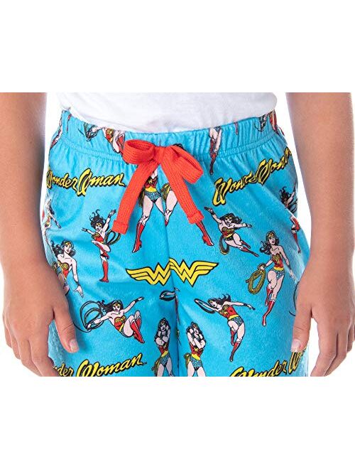 Intimo DC Comics Girls' Wonder Woman Vintage Character Allover Pattern Kids Lounge Sleep Pajama Pants