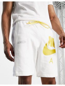 Air HBR logo fleece shorts in white