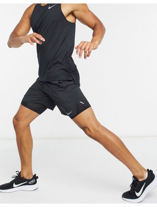 Nike Running flex stride 2-in-1 7 inch shorts in black