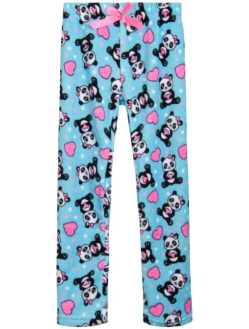 Sleep & Co Girls' Pajamas - Fleece Lounge Pants, Slippers: Puppies, Pandas, Unicorns (5-16)