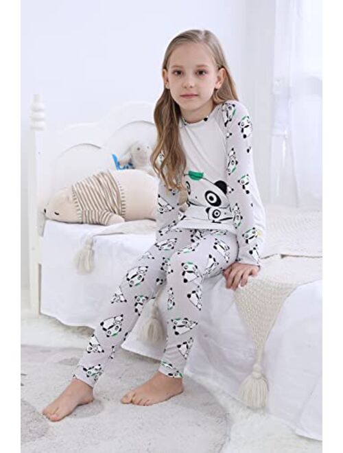 MyFav Big Girls Cute Cartoon Pajama Set Casual Comfy Loungewear Children Sleepwear