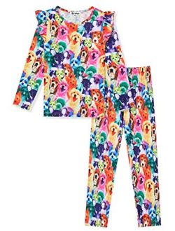 Girls Pajamas Pjs Set Flutter Sleeve Sleepwear Kids Fall Winter Cotton Night Clothes