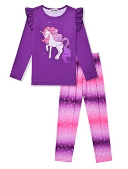 Girls Pajamas Pjs Set Flutter Sleeve Sleepwear Kids Fall Winter Cotton Night Clothes
