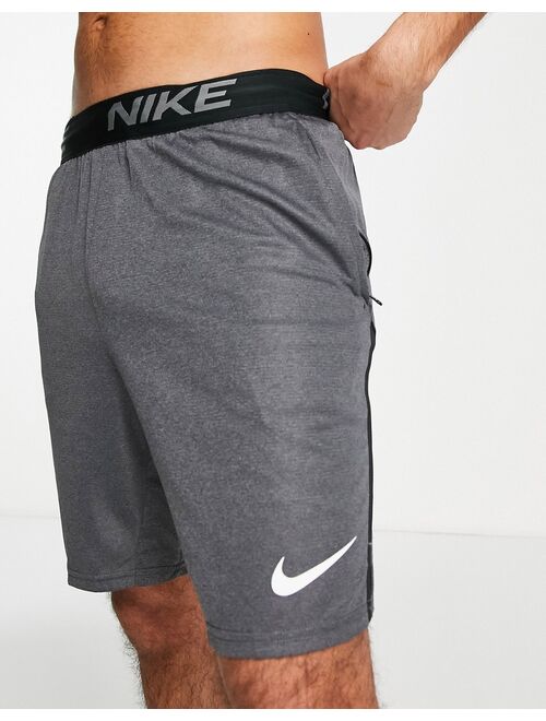 Nike Training Dri-FIT Knit Veneer shorts in black heather