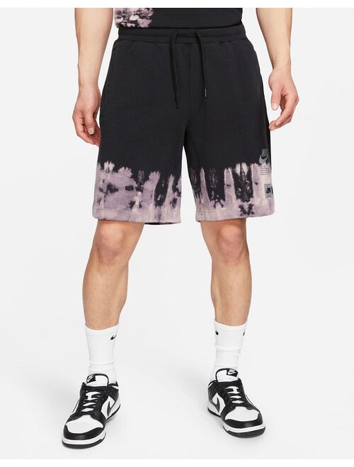 Nike Unity Swoosh ombre acid wash shorts in black