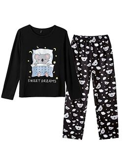 Vopmocld Big Girls Cute Cats Pajama Sets 2PCS Lovely Cotton Winter Sleepwear Nighty Loungewear