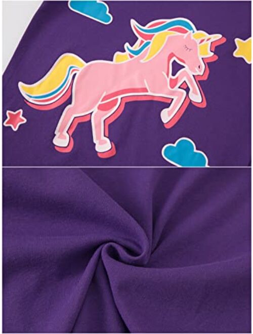 Ambereft Pajamas for Girls Cotton Kids Clothes Animals Sleepwear Children Short Sleeve PJs Set 2-12 Years