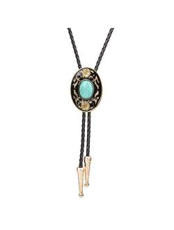 Artist Unknown HIMONGOO Gold Flower Turquoise BOLO Tie for Women Bridegroom Wedding Necklace Vintage Western Cowboy Necktie