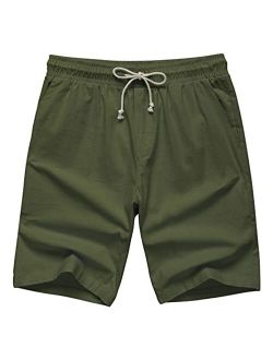 AKA Classyoo Mens Linen Casual Slim Fit Shorts Beach Drawstring Shorts Stretch 9" Inseam Short