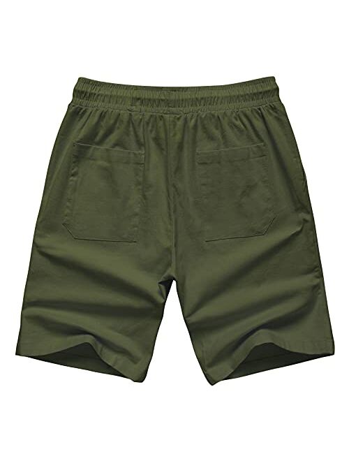 AKA Classyoo Mens Linen Casual Slim Fit Shorts Beach Drawstring Shorts Stretch 9" Inseam Short