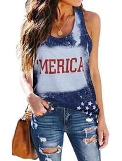 LUKYCILD American Flag Tank Tops Women 4th of July Patriotic Racerback Vest Sleeveless Muscle Shirt Independence Day Gift
