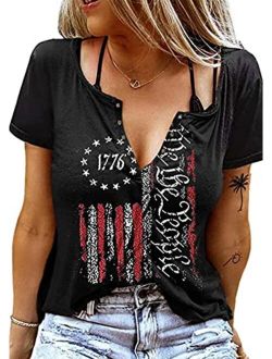 Aimitag We The People 1776 T Shirt American Flag Patriotic Tee Tops for Women Short Sleeve Casual Graphic Tshirt