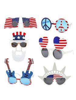 TD.IVES American Flag Glasses USA Patriotic Party Sunglasses Holiday Sunglasses Eyewear for Party Props(6 Pack)