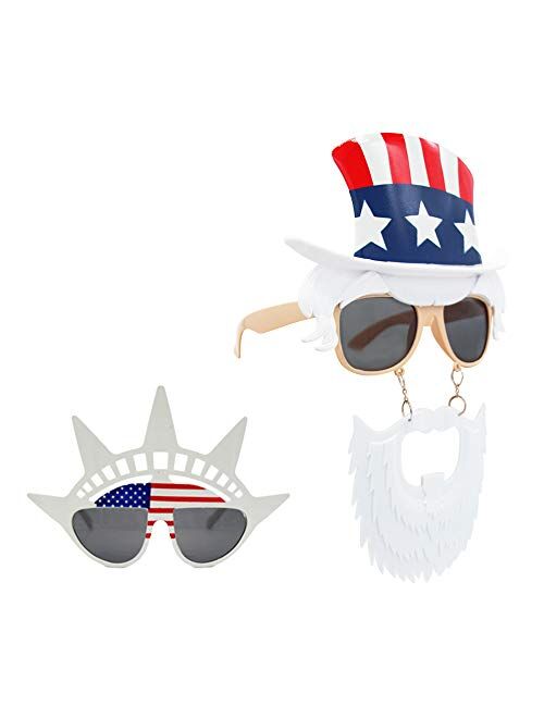 TD.IVES American Flag Glasses USA Patriotic Party Sunglasses Holiday Sunglasses Eyewear for Party Props(6 Pack)