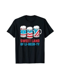 4th Of July Funny Merica Usa Patriotic Clothing Co Sweet Land of Libeerty July 4th American Flag USA Funny T-Shirt