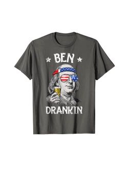 Lique Patriotic Ben Drankin 4th of July Benjamin Franklin Men Women USA Flag T-Shirt