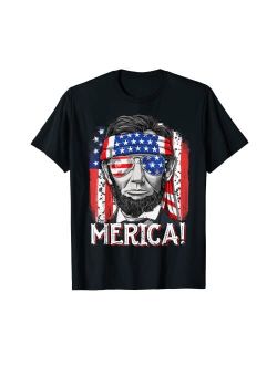 Lique Patriotic Abraham Lincoln 4th Of July Merica Men Women American Flag T-Shirt
