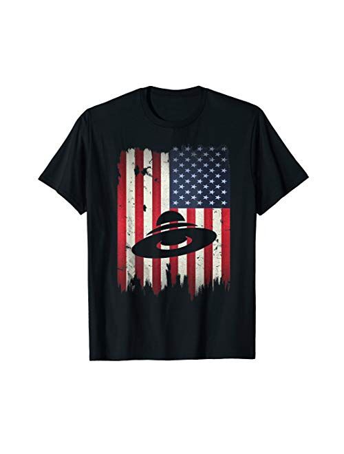 Patriotic Funny Novelty Co. UFO USA American Flag 4th of July Patriotic Alien Lover T-Shirt