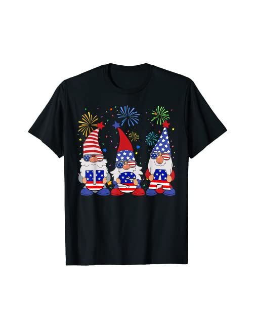Patriotic Funny Gnomes 4th Of July Clothing Co. Funny American Gnomes Sunglasses Patriotic USA 4th Of July T-Shirt