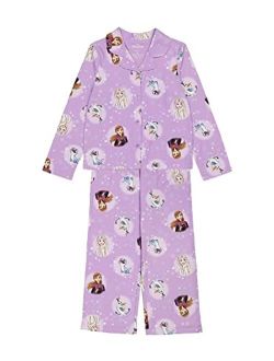 Girls Big Frozen Button-Front Pajama Set