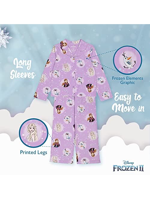 Disney Girls’ Big “Frozen” Button-Front Pajama Set