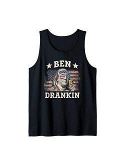 'Mericana Vintage Ben Drankin 4th of July Patriotic Funny Tank Top