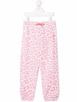 leopard-print organic-cotton track pants