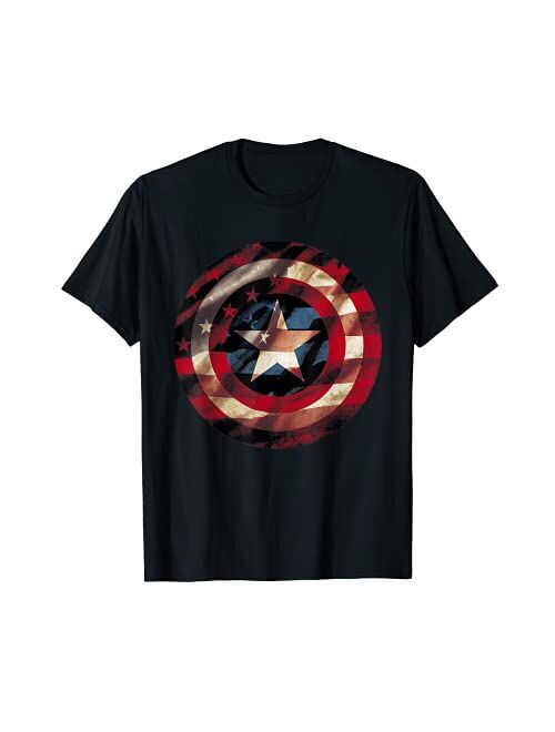 Marvel Captain America Avengers Shield Flag T-Shirt