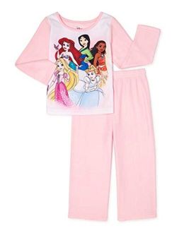 Girls' Princess 2 Piece Flannel Pajama Set