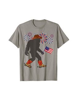 Dibble Dabble Designs Funny 4th of July Celebrate Independence Patriotic Bigfoot T-Shirt