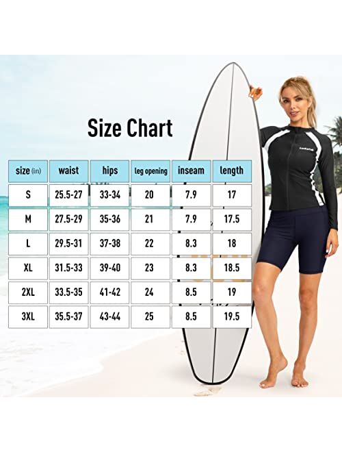 Kayrth Women's 7" High Waisted Swim Shorts with Side Pockets UPF50+ Board Swimsuit Shorts for Women Bathing Suit Bottoms