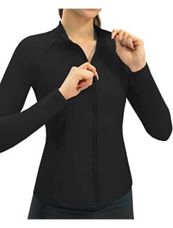 JOYSPELS Women's Rash Guard Long Sleeve Zip Front Sun Protection Swim Shirt UPF 50+
