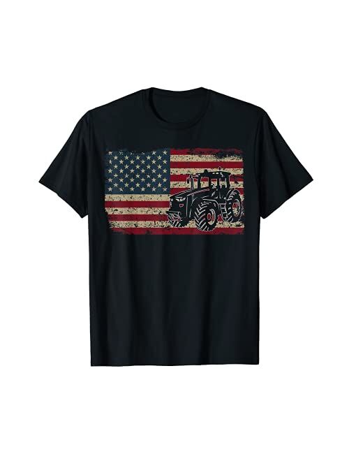 Proud Usa Farmer Shirt Men Women Farm Tractors USA Flag Patriotic Farming Gift T-Shirt