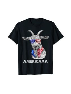 Goat 4th of July Tees Patriotic Goat 4th of July Boys Funny Goat Americaaa T-Shirt