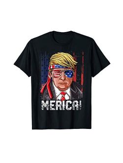 Lique Patriotic Trump 4th of July Merica Men Women USA American Flag Vintage T-Shirt