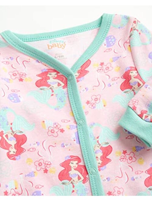 Disney Baby Girls' Romper - Minnie Mouse, Ariel, Princesses, Winnie the Pooh Sleep n' Play Coveralls