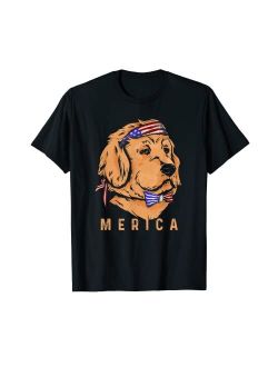 Merica Golden Retriever - American 4th Of July Dog Merica Golden Retriever - Patriotic Funny Fourth of July Dog T-Shirt