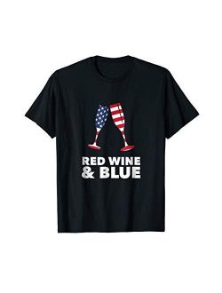 4th Of July Red Wine And Blue T-Shirt 4th July Red Wine And Blue T-Shirt | Funny America USA Flag